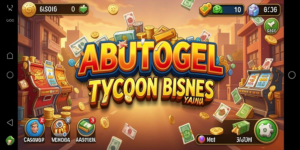 Tampilan gameplay menarik ABUTOGEL saat membangun bisnis Tycoon.