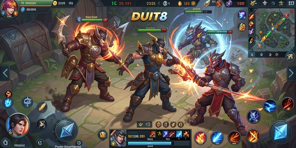 Tangkapan layar gameplay dari DUIT8 yang menampilkan aksi tempur seru.