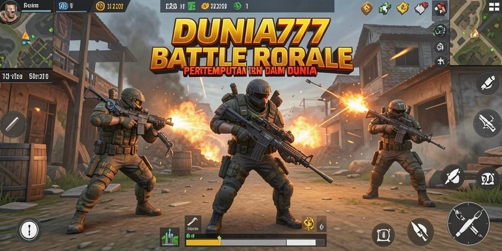 Tampilan gameplay intens di DUNIA77 dengan banyak aksi pertempuran.