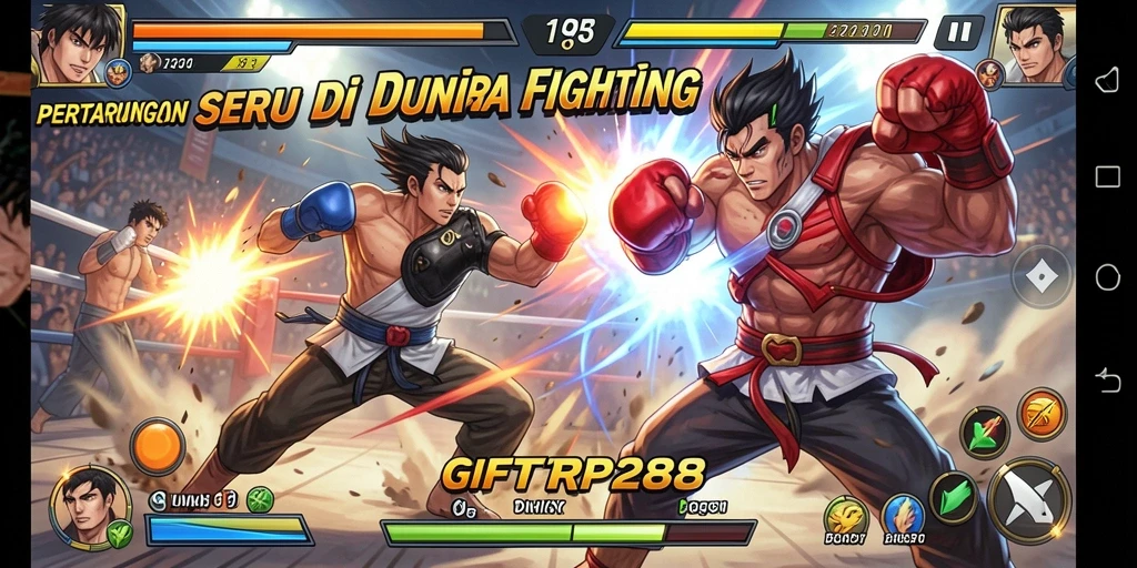 Screenshot utama GIFTRP288 yang menunjukkan aksi pertarungan yang mendebarkan.