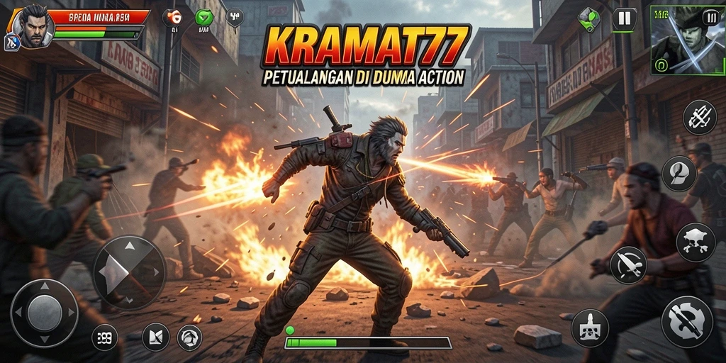 Tangkapan layar gameplay KRAMAT77 menampilkan aksi penuh adrenalin.