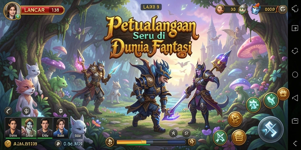 Screenshot gameplay LANCAR138 menampilkan petualangan seru di dunia fantasi.