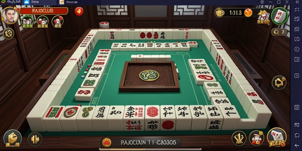 Tampilan gameplay menarik dari RAJACLUB yang menampilkan papan Mahjong.