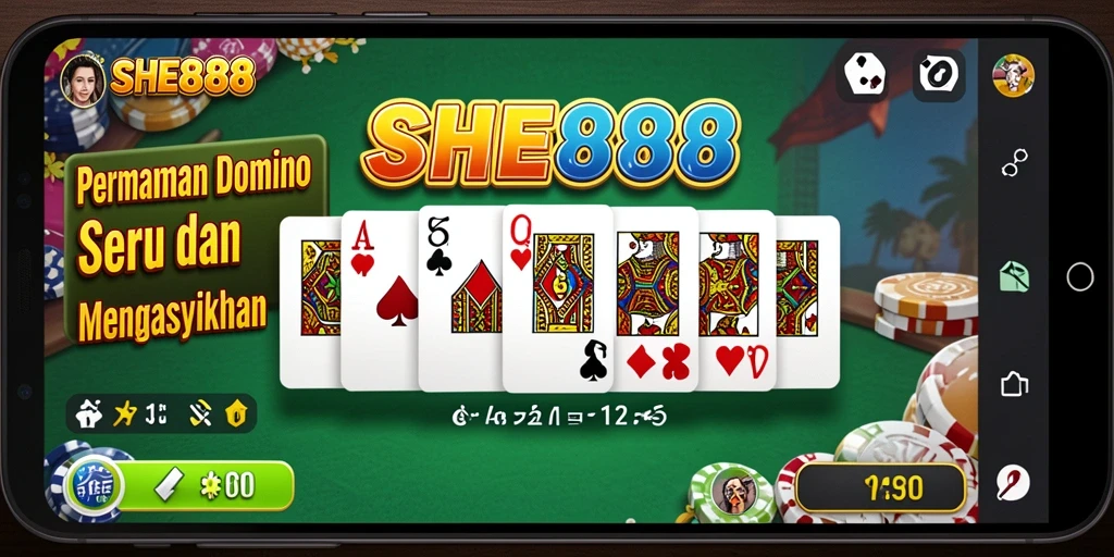 Tampilan gameplay SHE888 dengan berbagai domino yang menarik.