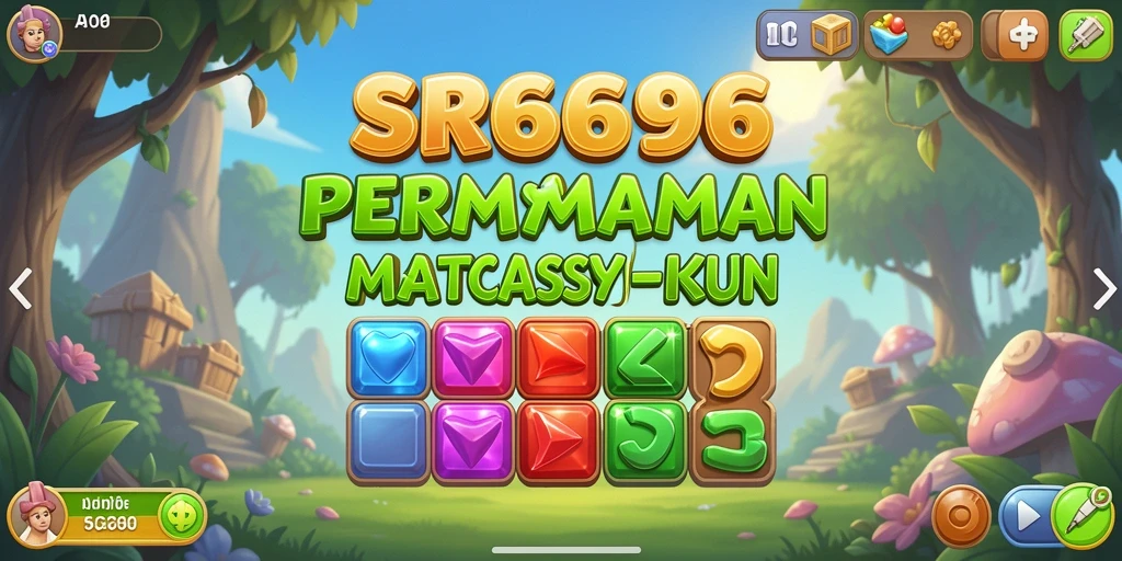 Screenshot SR6666 menampilkan gameplay match-3 yang seru dan berwarna.