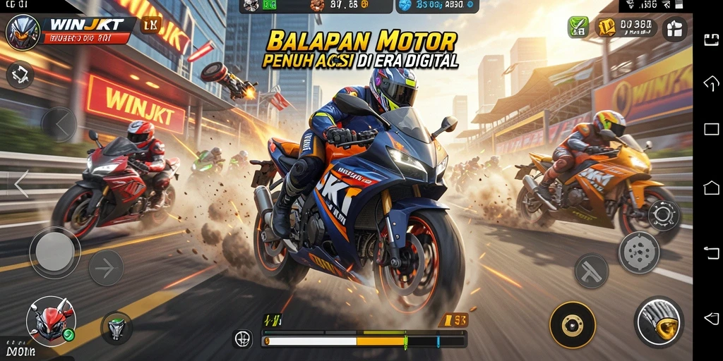 Gameplay balapan motor yang intens dan mengasyikkan.